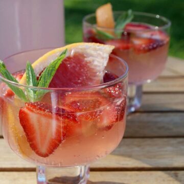 Pink Grapefruit and Strawberry Punch. Great summer drink with alcoholic and non alcoholic options.
