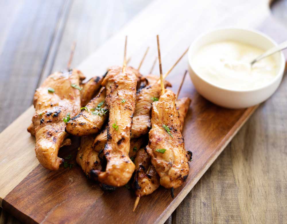 Hot and Spicy Chicken Skewers. These skewers pack a delicious and spicy punch. Perfect for game night or as footie snacks, all washed down with a cold beer!