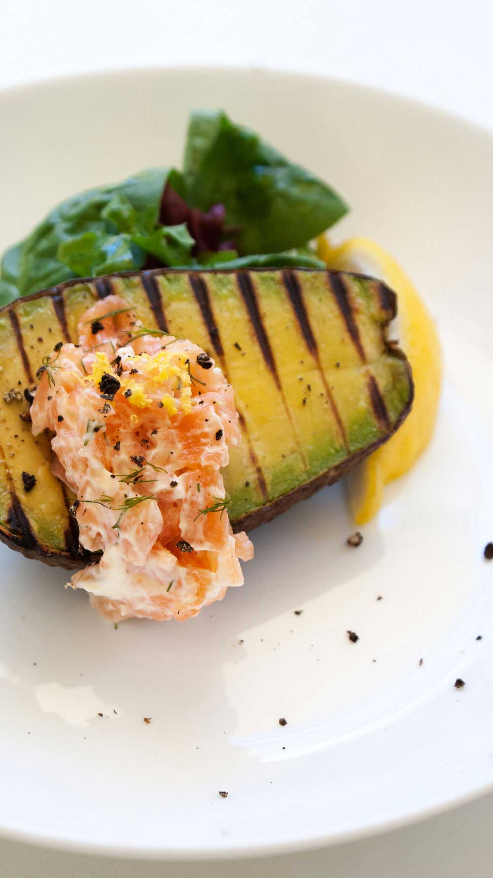 Grilled Avocado and a Smoked Salmon Cream