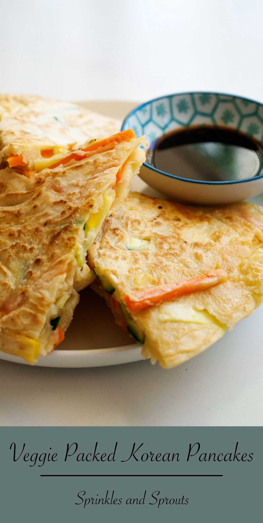 Veggie Packed Korean Pancakes. A delicious and light lunch. #vegetarian 