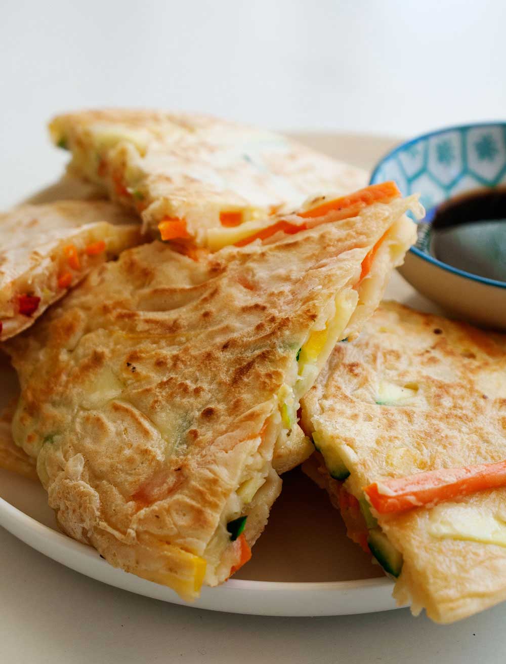 Veggie Packed Korean Pancakes. A delicious and light lunch. #vegetarian 