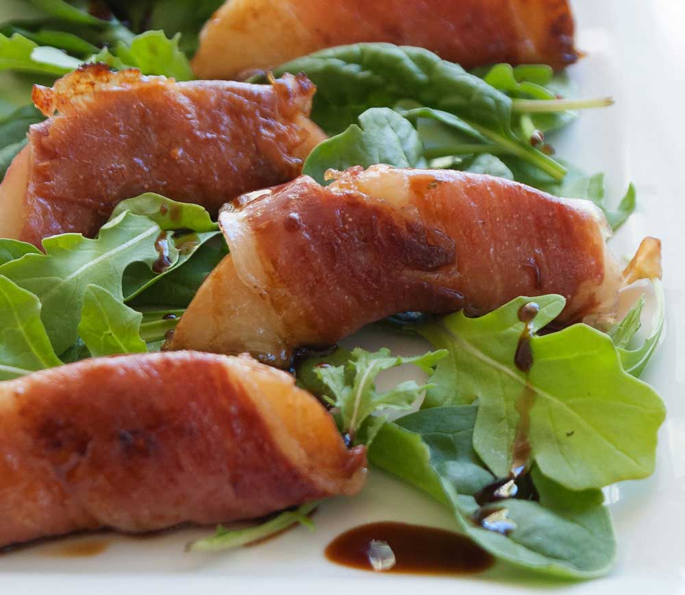 Prosciutto Wrapped Nectarines. Sweet and Salty, these are prosciutto wrapped nectarines are a great appetiser.