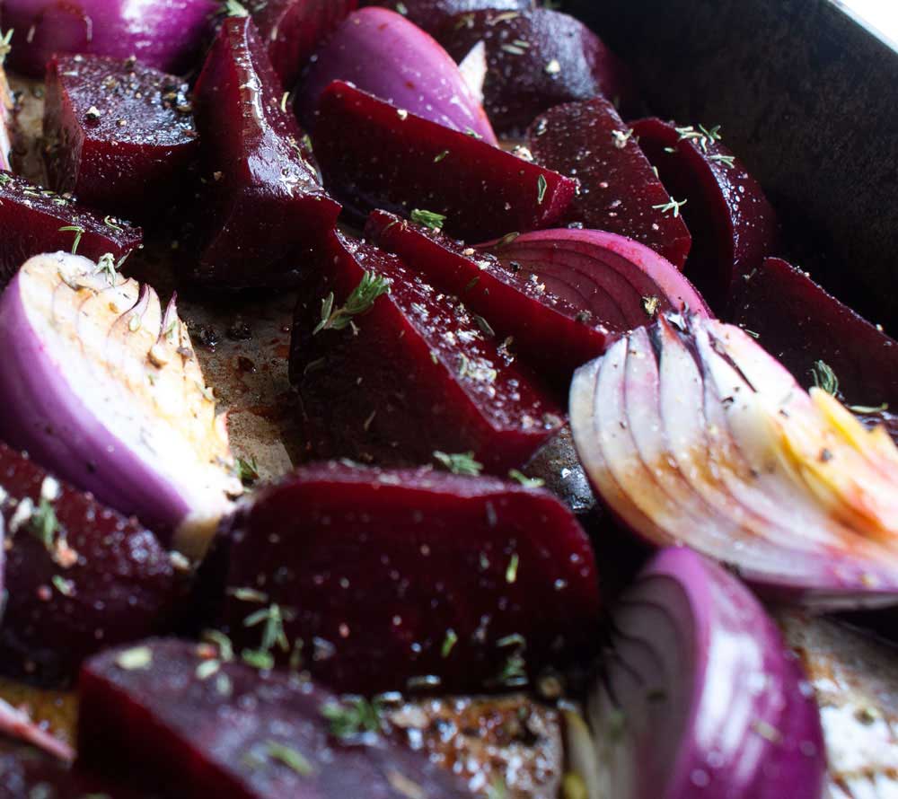 Balsamic onion and beetroot bake. A deliciously and naturally sweet side dish that is perfect for serving with grilled meats.