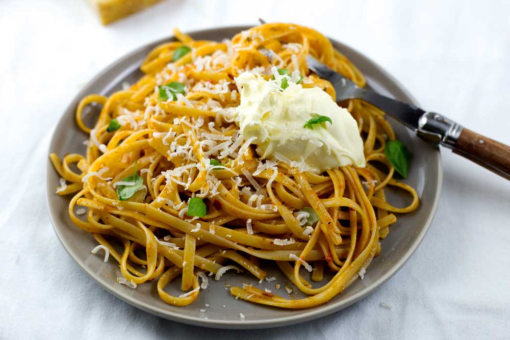 Red Chilli Pesto Pasta with Mascarpone