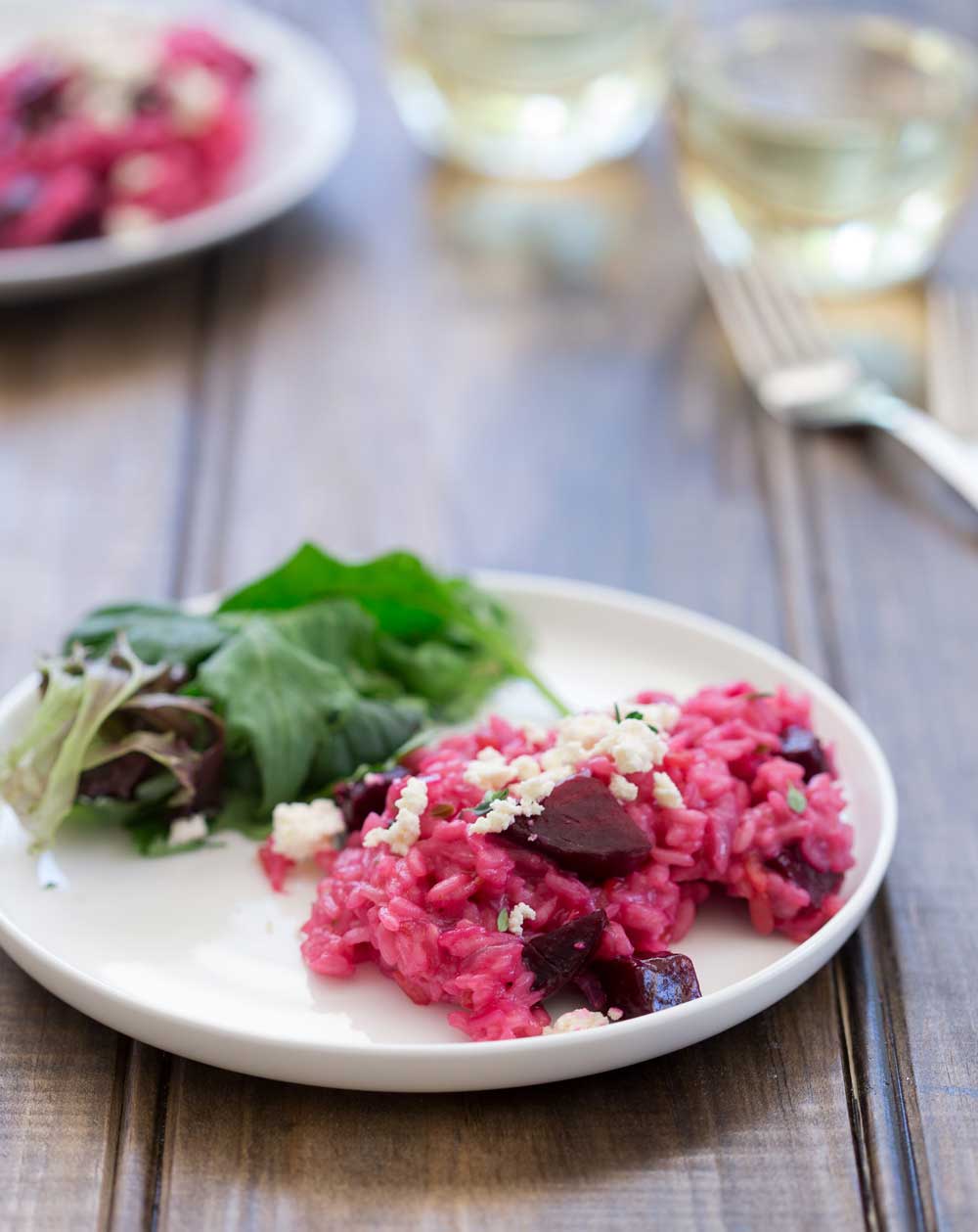 This Perfectly Pink Beetroot Risotto with Ricotta and Thyme is my savoury contribution to raising awareness for Breast Cancer. A show stopping dinner. | Sprinkles and Sprouts
