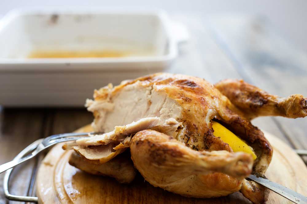 45 minute roast chicken. The ultimate comfort food. Homecoming at it's best and on the table in under an hour. Crispy skin, succulent meat and simple to make. Winner winner chicken dinner!