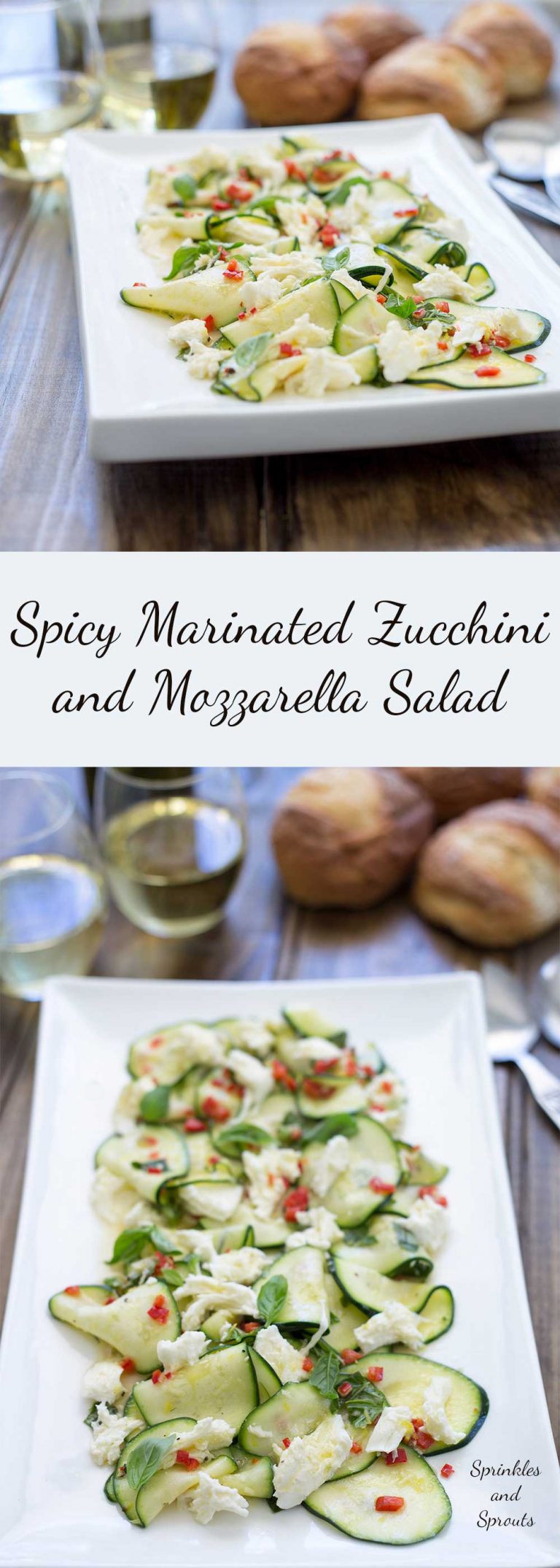 Mozzarella and Spicy Marinated Zucchini Salad | Sprinkles and Sprouts