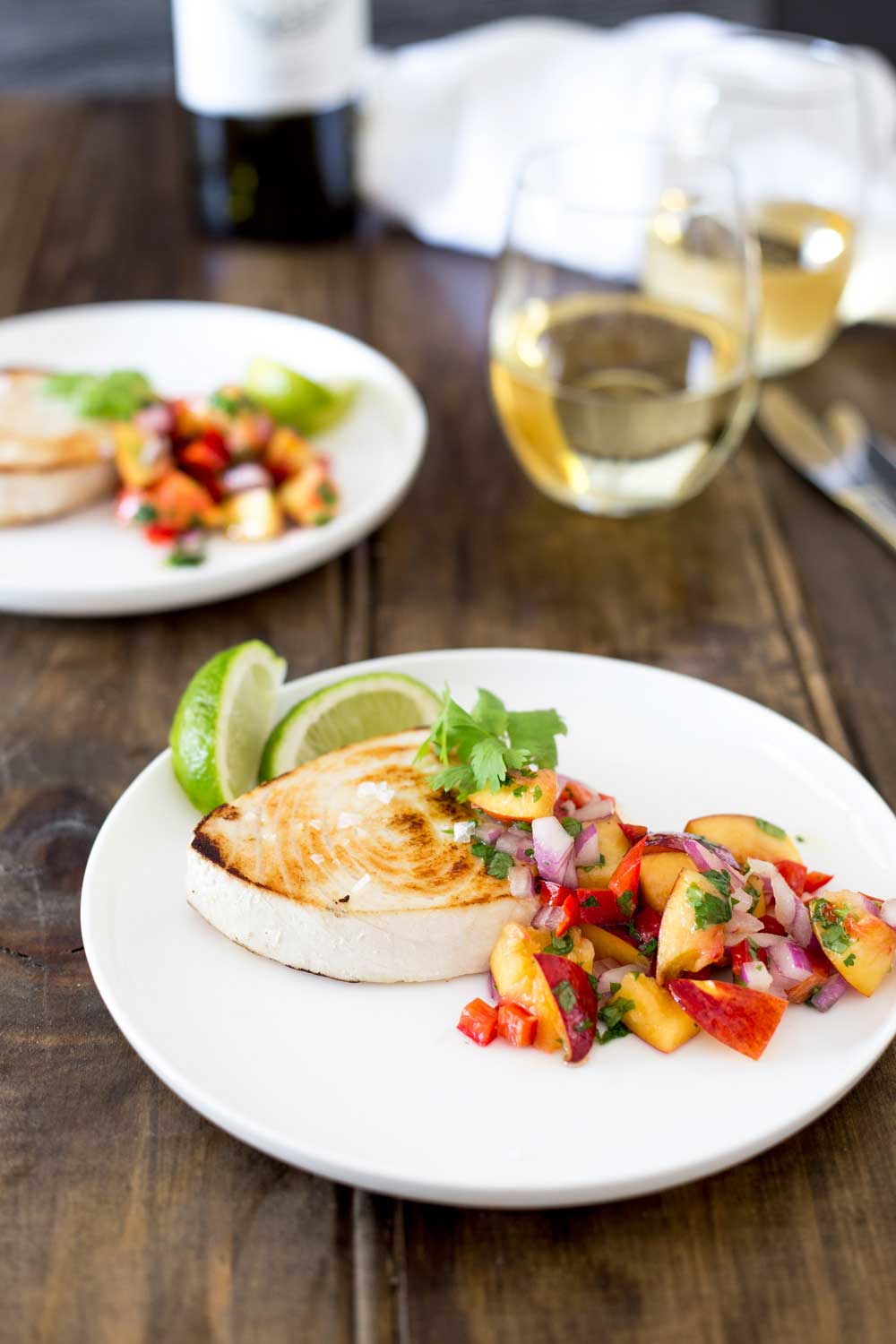 Firm meaty swordfish served with a fresh, fruity and slightly spicy salsa. This dish is the perfect dish for bring summer into Autumn or welcoming in the warmer weather of Spring. In fact it is perfect all year around!!!!