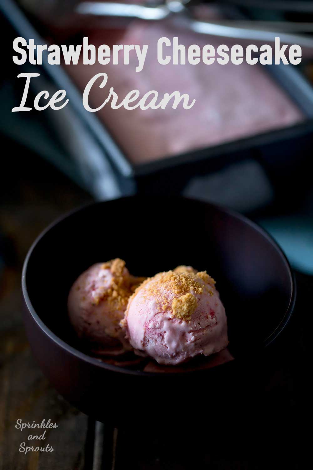 No Churn Strawberry Cheesecake ice Cream. Everyone needs this in their lives!!! It is the perfect desert, it tastes like a cheesecake but is simple to make! And what is more this is a no-churn ice cream recipe! Yup no ice cream machine needed! | Sprinkles and Sprouts
