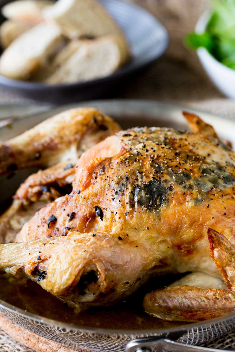 Crisp chicken skin, succulent juicy meat and the rich earthy flavour of black truffle. This black truffle roasted chicken is the perfect mix of everyday comfort and extravagance.