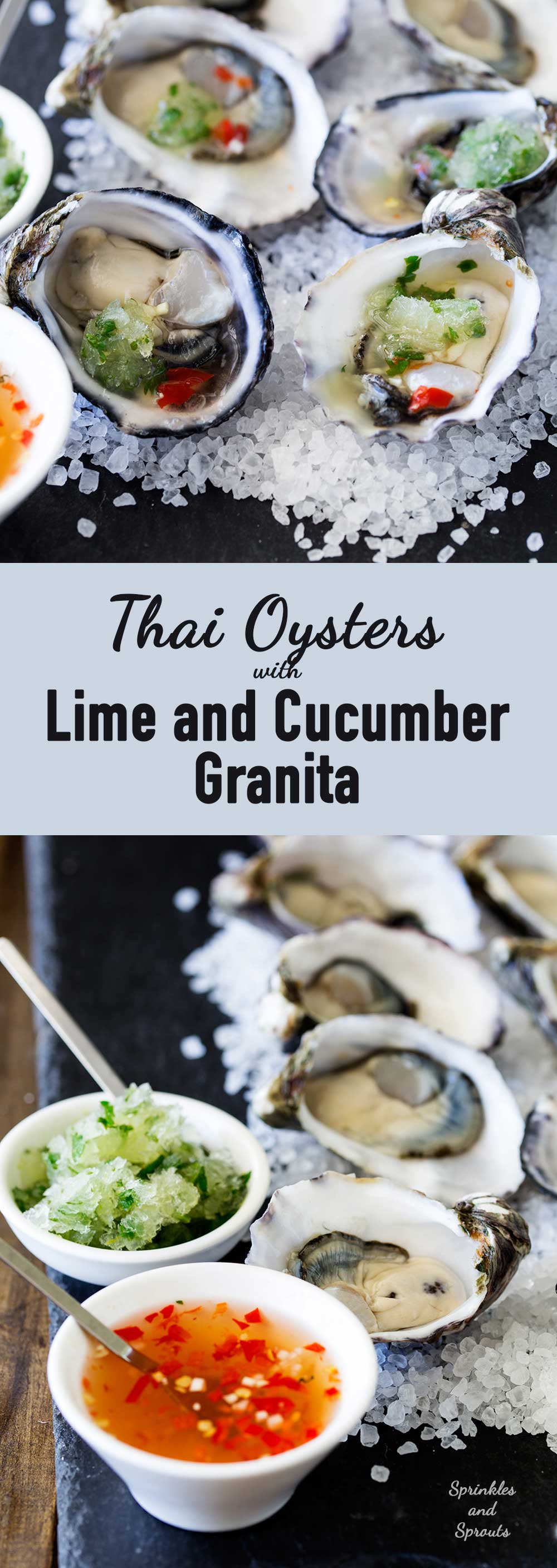 These Thai oysters are dressed with a sweet and spicy dressing and then topped with a cooling salty sour granita. The perfect balance of flavours. If you love oysters then I know you will love these babies! 