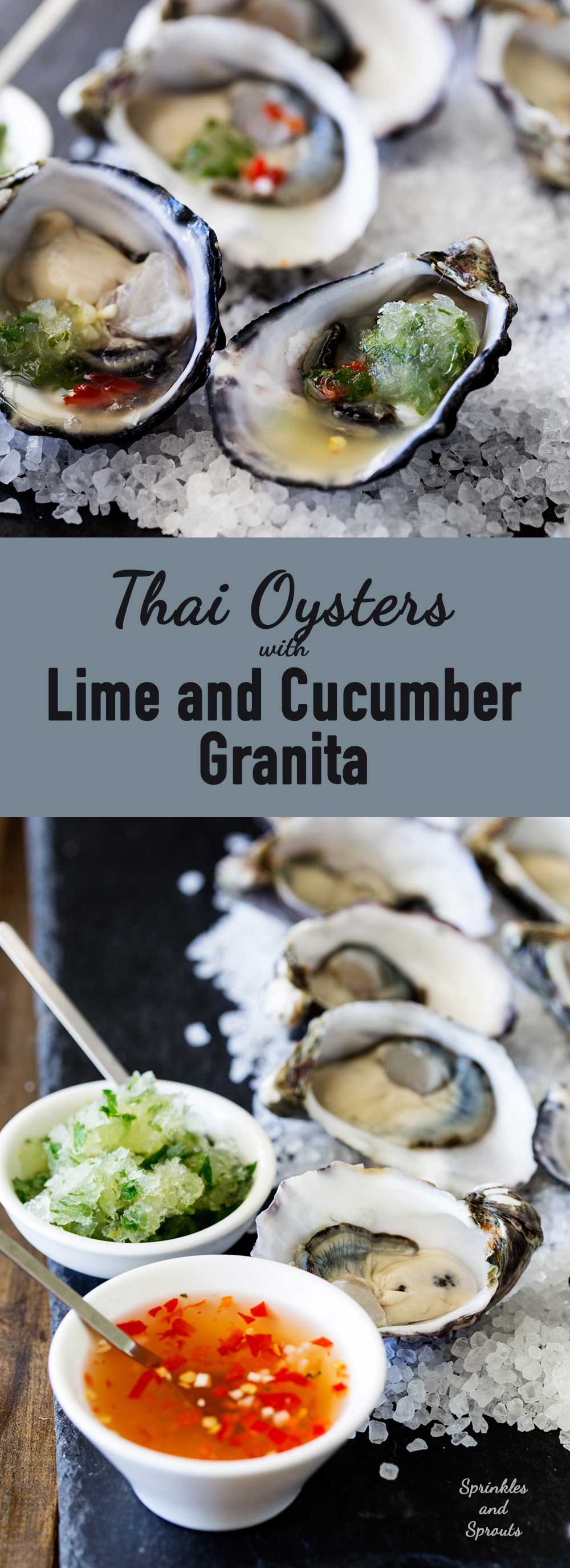 These Thai oysters are dressed with a sweet and spicy dressing and then topped with a cooling salty sour granita. The perfect balance of flavours. If you love oysters then I know you will love these babies! 