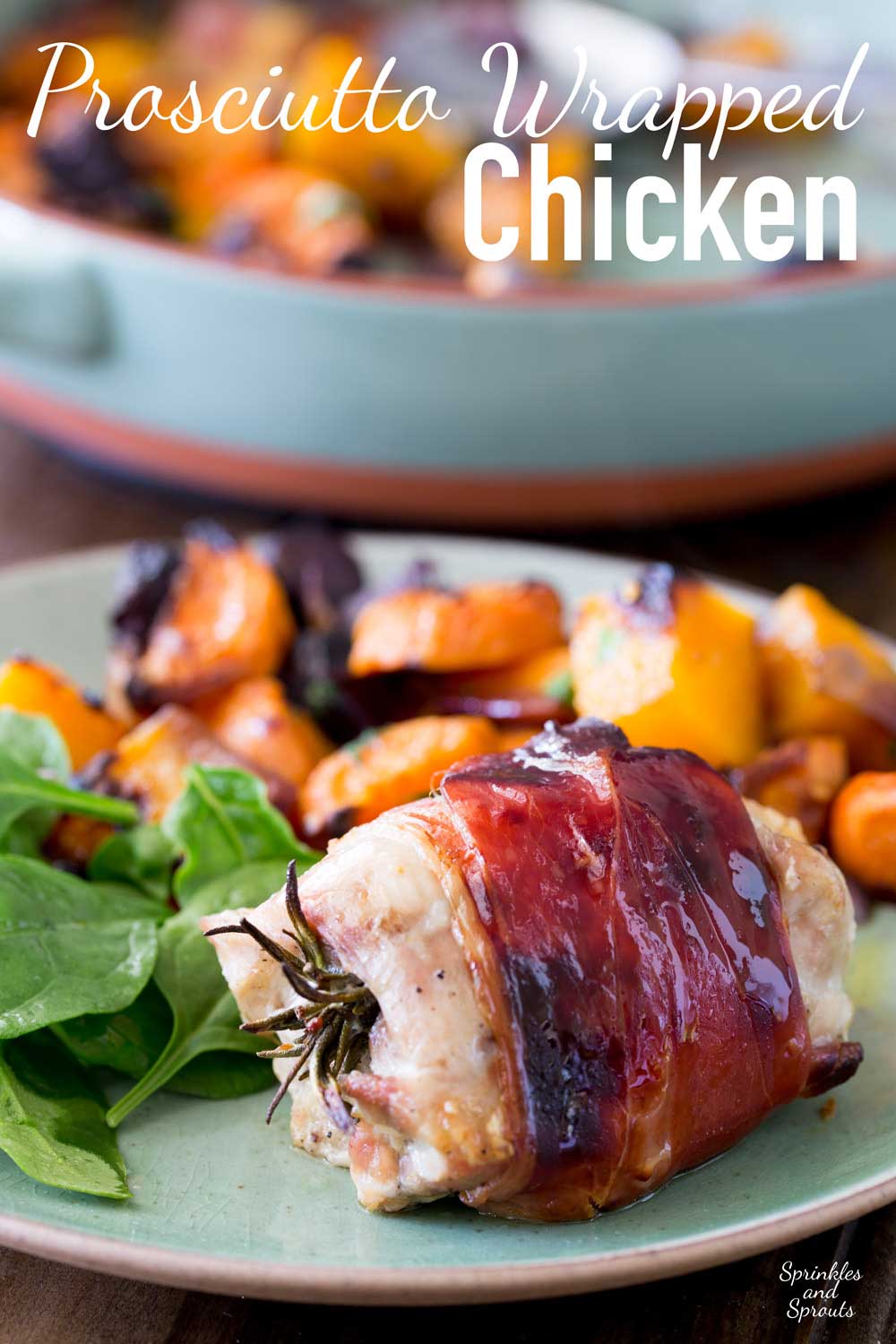 Juicy chicken infused with pepper and rosemary, wrapped in salty prosciutto and glazed with maple syrup. This is packed with flavour and so simple to make. Serve it with my roasted root veg and you have a healthy and achievable mid-week roast.