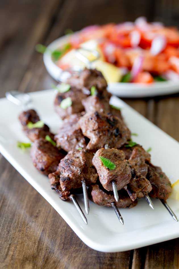 Tender juicy steak, marinated in herbs and spices and then grilled to a crusty perfection. These Brazilian Beef Kebabs are a great mid-week meal. The beef is packed with flavour and with a couple of super simple sides you have a great meal with really very little effort!