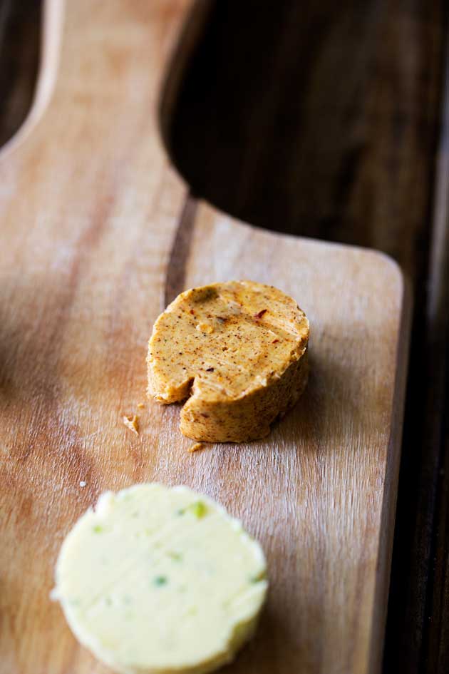 a disk of butter on a wooden board