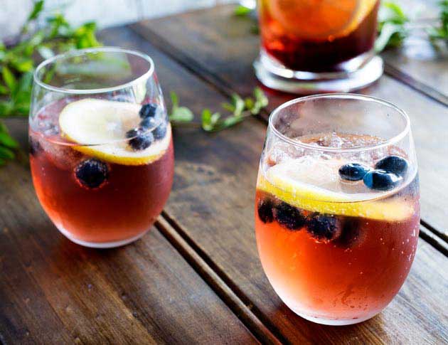 This Lemon and Blueberry Punch, is fruity and refreshing, but it delivers a great kick. Perfect for relaxing with friends, or for serving at a larger party!