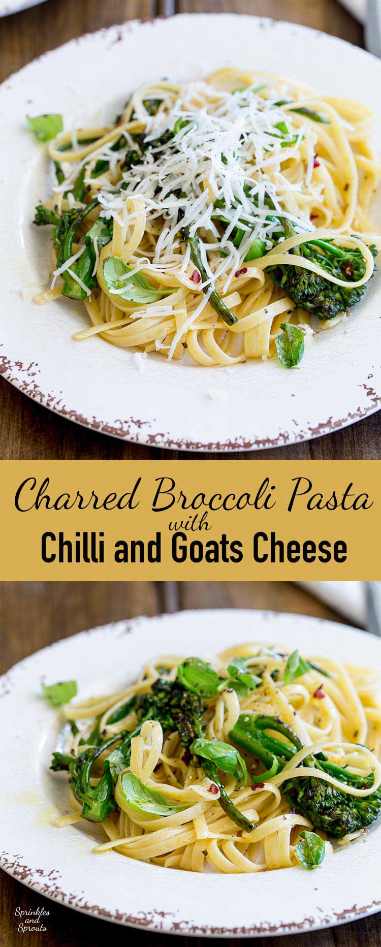 This Charred broccoli pasta is such a fabulous balance of flavours! Slightly salty, smoky with a hint of sweetness, all dressed with fabulous garlic, the hit of chilli and a fabulous creamy hit of goats cheese.