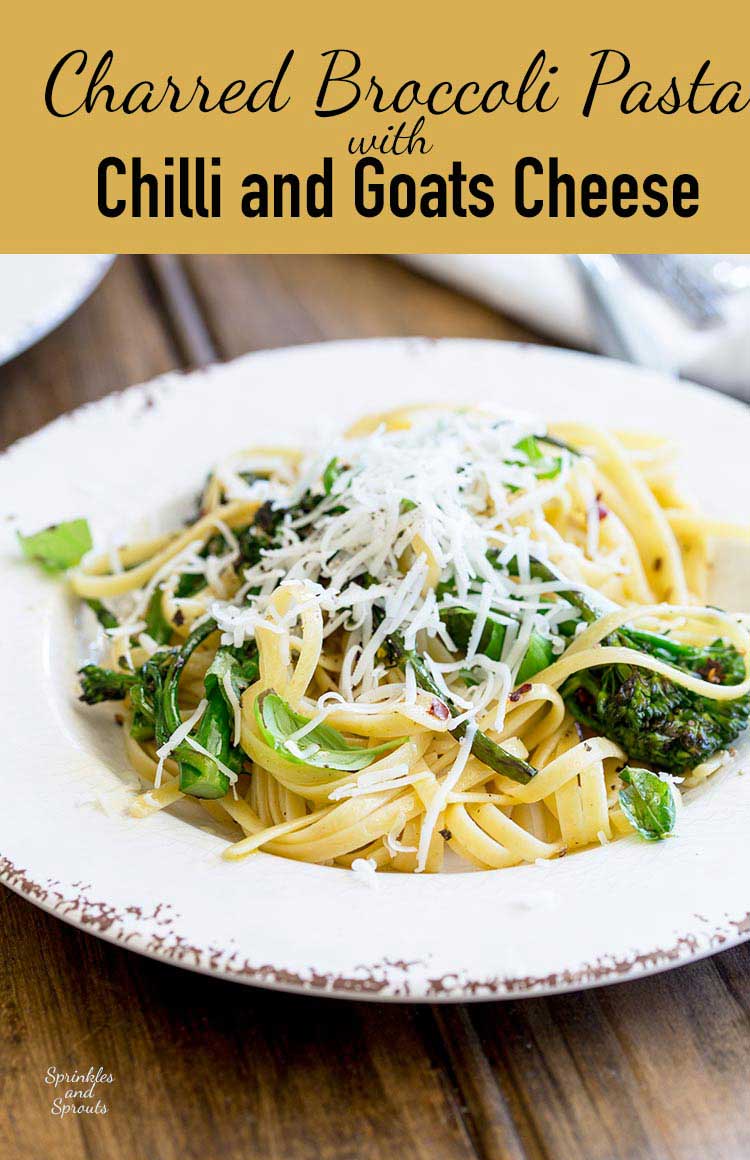 This Charred broccoli pasta is such a fabulous balance of flavours! Slightly salty, smoky with a hint of sweetness, all dressed with fabulous garlic, the hit of chilli and a fabulous creamy hit of goats cheese.