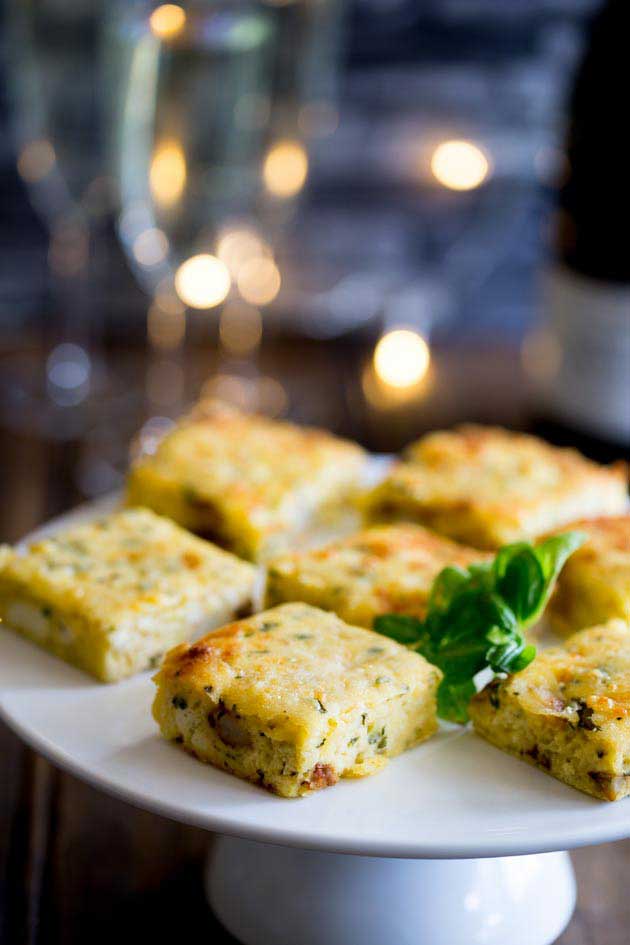 Tender potato, melty cheese, fresh sweet chive and herbaceous basil all sit so perfectly with egg. So you just know these Potato, Basil and Chive Frittata Squares are going to be a hit!!!! Part of my stress free Christmas menu.