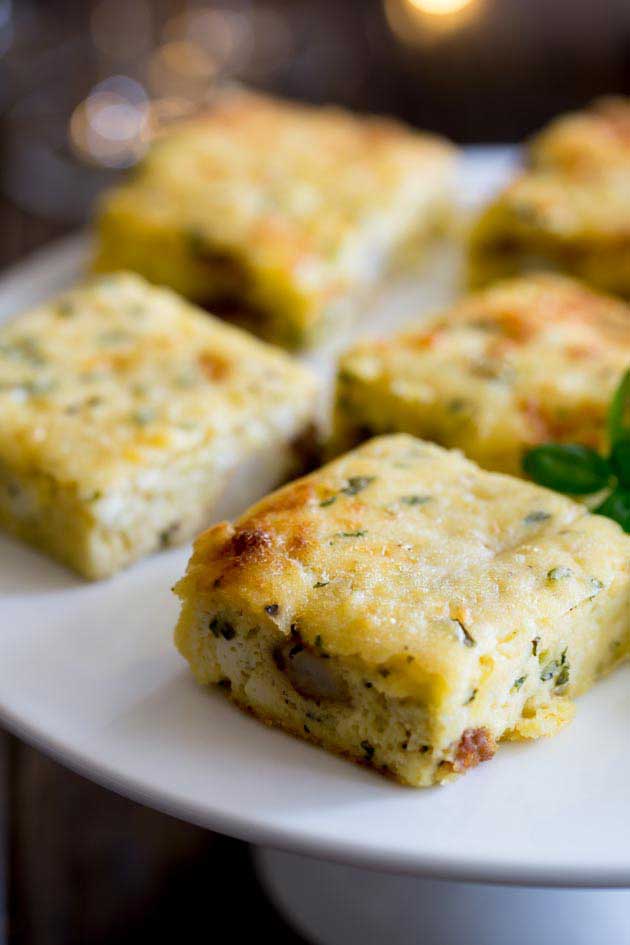 Tender potato, melty cheese, fresh sweet chive and herbaceous basil all sit so perfectly with egg. So you just know these Potato, Basil and Chive Frittata Squares are going to be a hit!!!!
