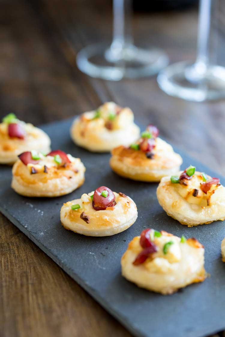 These Feta and Honey Bites with Green Chilli are the perfect little bite. Sweet from the honey, salty from the feta, fruity from the grape and then the chilli hits your lips and everything goes POW!!! 