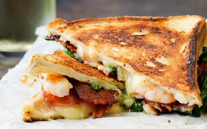 Is there anything more comforting that a grilled cheese sandwich??? And this shrimp and bacon grilled cheese sandwich takes the humble grilled cheese up a level! This is a gourmet grilled cheese sandwich!