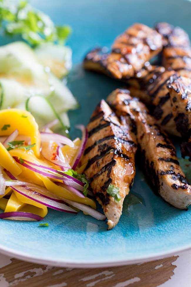 This Sweet Chilli Chicken is sweet, sticky, a little spicy and very very moorish! The sweet chilli glaze helps the chicken caramelise and the mango salad is sweet, refreshing and spicy. From Sprinkles and Sprouts.