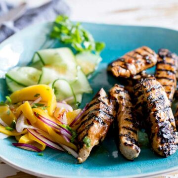 This Sweet Chilli Chicken is sweet, sticky, a little spicy and very very moorish! The sweet chilli glaze helps the chicken caramelise and the mango salad is sweet, refreshing and spicy. From Sprinkles and Sprouts.