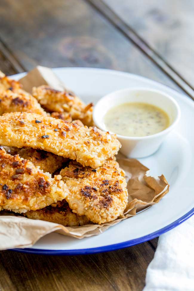 These Oven Baked Crispy Pretzel Coated Chicken Fingers are perfect for all the family. Serve them with a dipping sauce as a snack or team them with mash and gravy for a great mid-week meal. From Sprinkles and Sprouts.