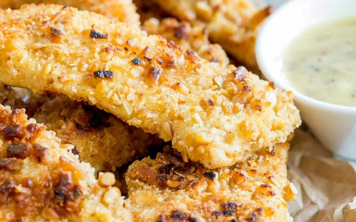 These Oven Baked Crispy Pretzel Coated Chicken Fingers are perfect for all the family. Serve them with a dipping sauce as a snack or team them with mash and gravy for a great mid-week meal. From Sprinkles and Sprouts.