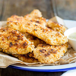 These Crispy Pretzel Coated Chicken Fingers are perfect for all the family. Serve them with a dipping sauce as a snack or team them with mash and gravy for a great mid-week meal. From Sprinkles and Sprouts.