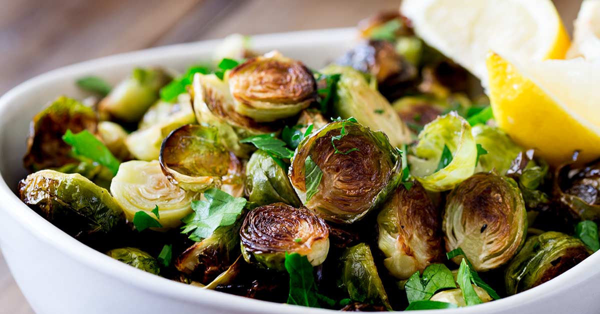 Roast Brussel Sprouts with Lemon and Parsley Sprinkles and Sprouts