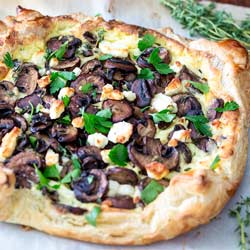 Close up on the filling of this Mushroom tart