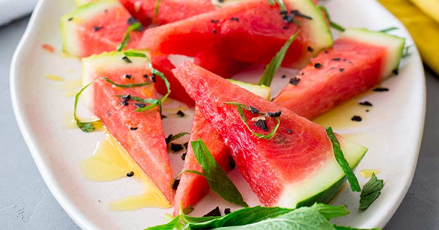 Salted Watermelon with Olive Oil and Mint