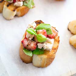 Small SQ picture showing the overhead view of just one bruschetta
