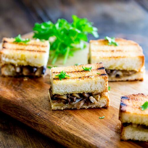 Gruyere and Mushroom Sandwich Bites - Sprinkles and Sprouts