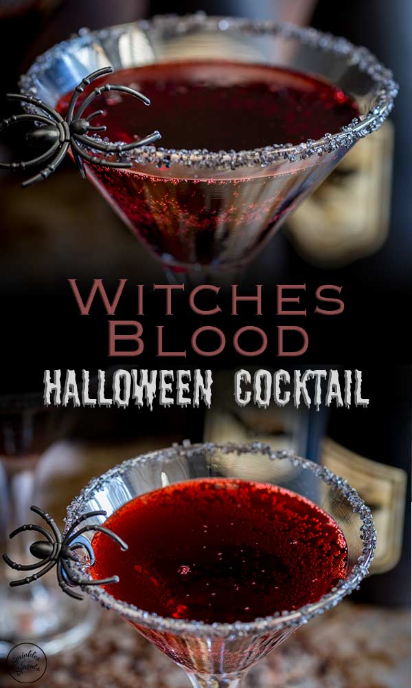 split pin image with two pictures of witches blood cocktail and writing in the middle