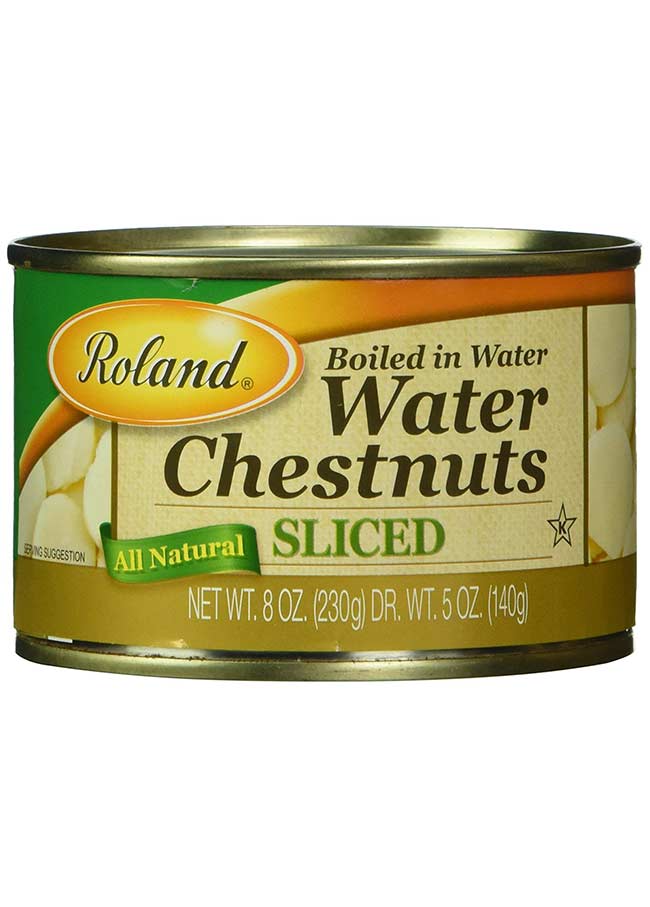 yellow can of sliced water chestnuts