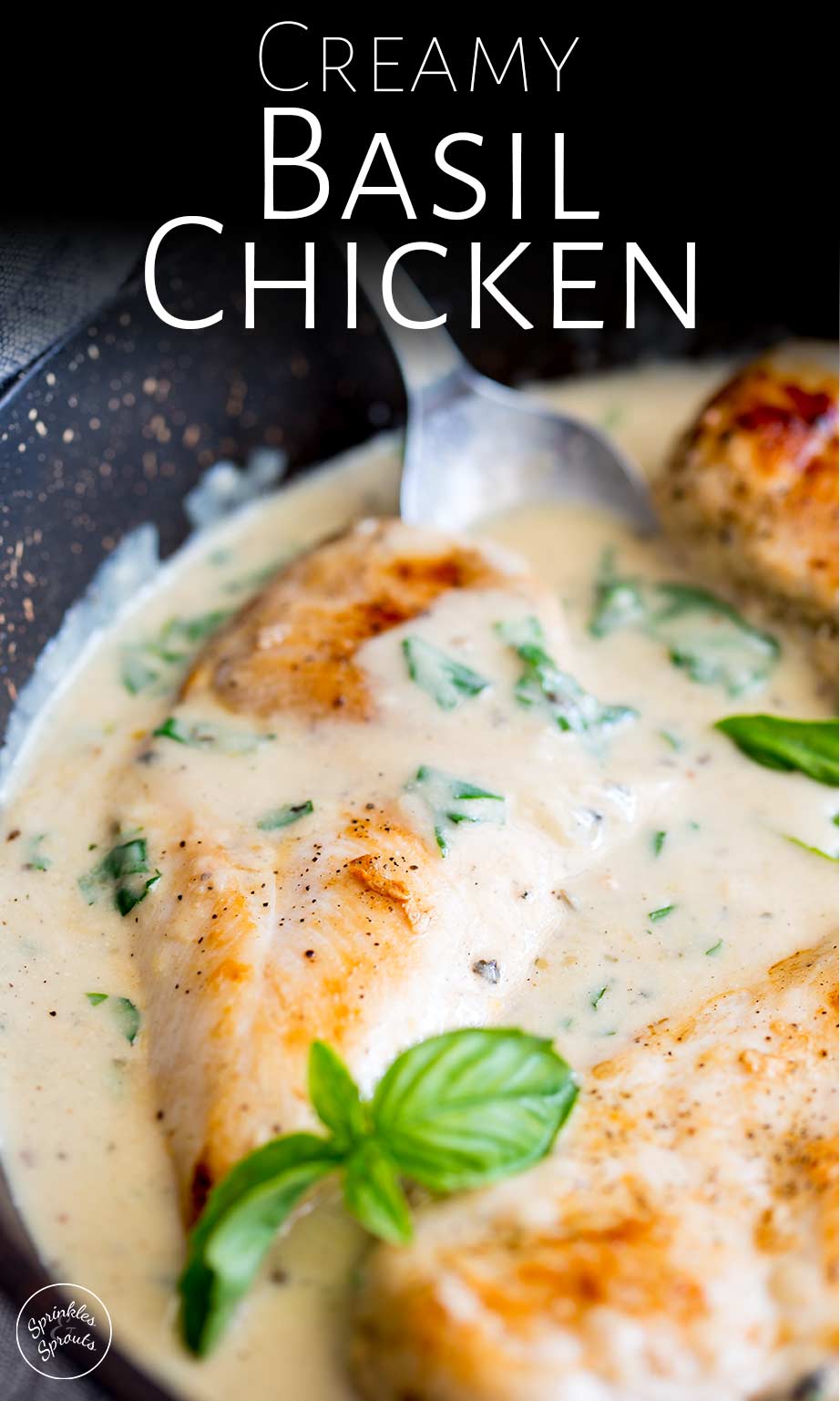 pin image with a picture of chicken in sauce and text at the top