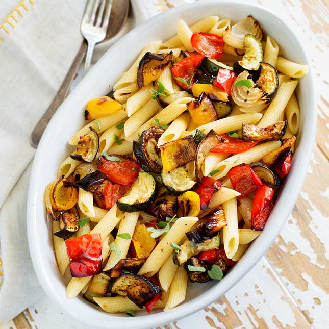 Mediterranean Roasted Vegetable Pasta - Sprinkles And Sprouts