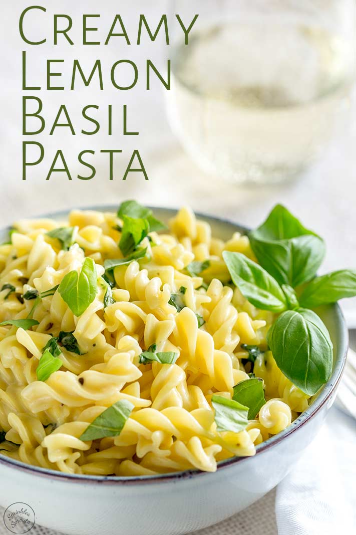 blue bowl of pasta with text in the top left