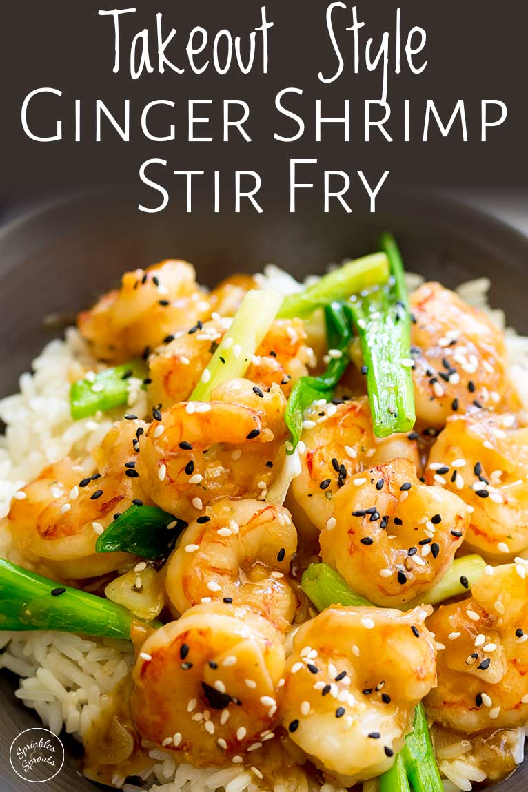 clos cup of the shrimp in a stir fry with text at the top