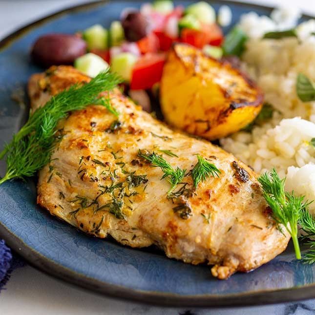 Skillet Greek Lemon Dill Chicken Sprinkles and Sprouts