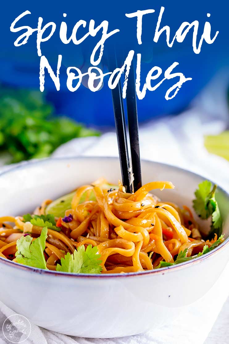 Pinterest Image - bowl of thai noodles with text at the top
