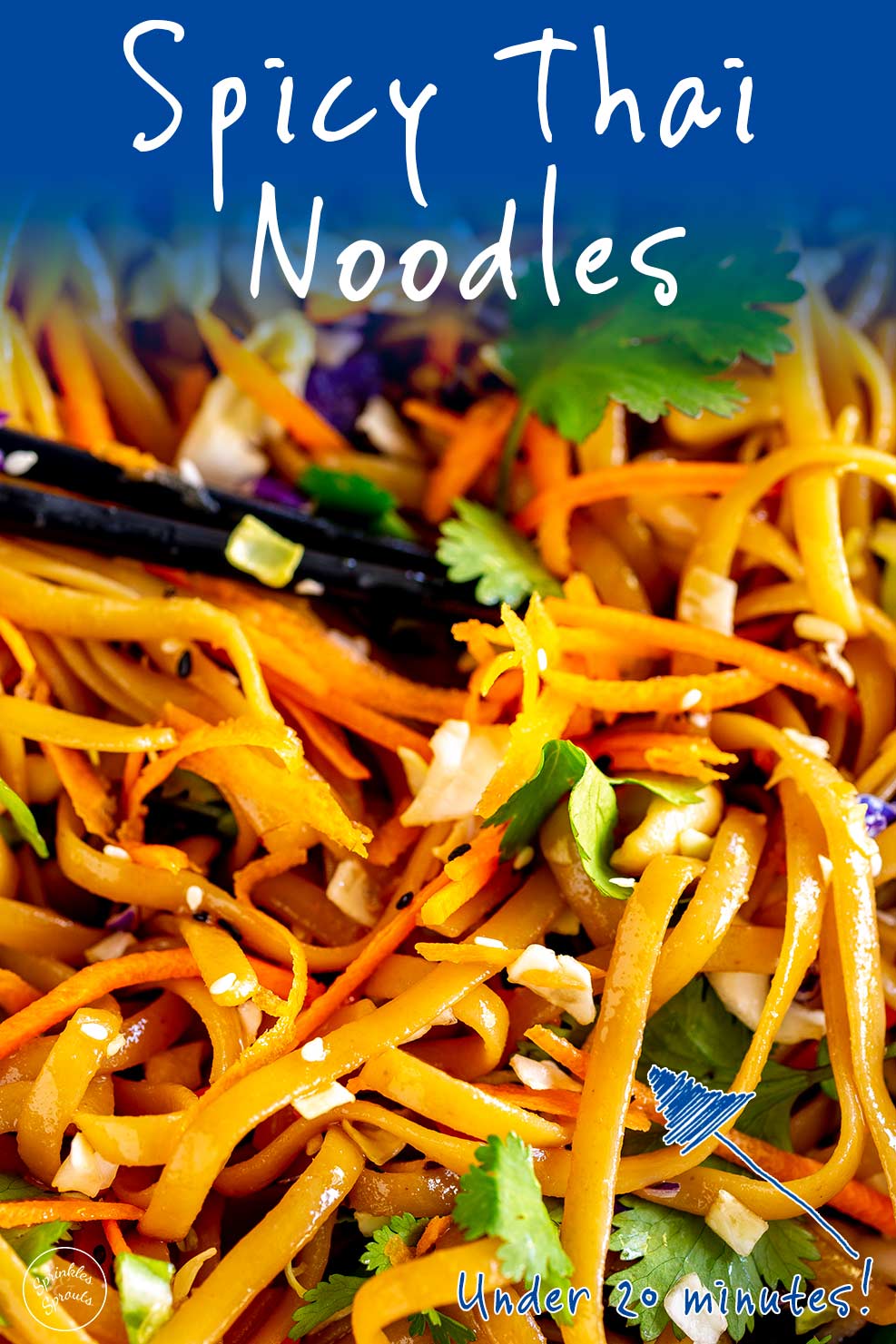 Pinterest Image - close up of thai noodles with text at the top and the bottom