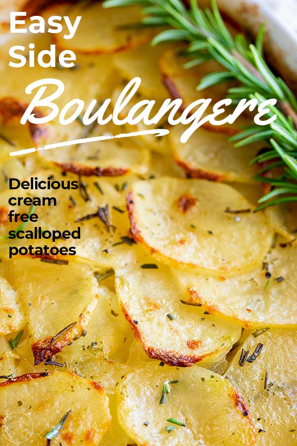 baked French sliced potatoes with text at the top