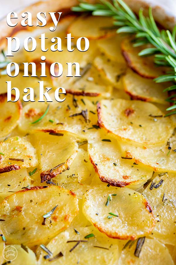 layers of potato and onion with rosemary with text in the top left