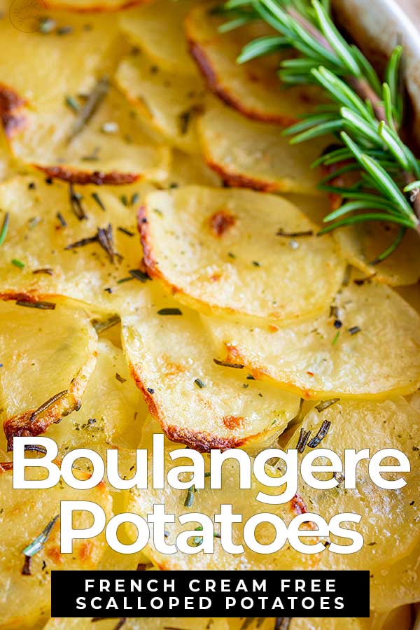 layered potatoes with rosemary with text at the bottom