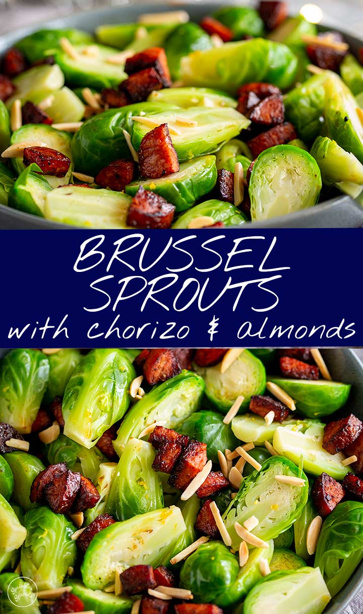 brussel sprouts in a bowl with text in the middle