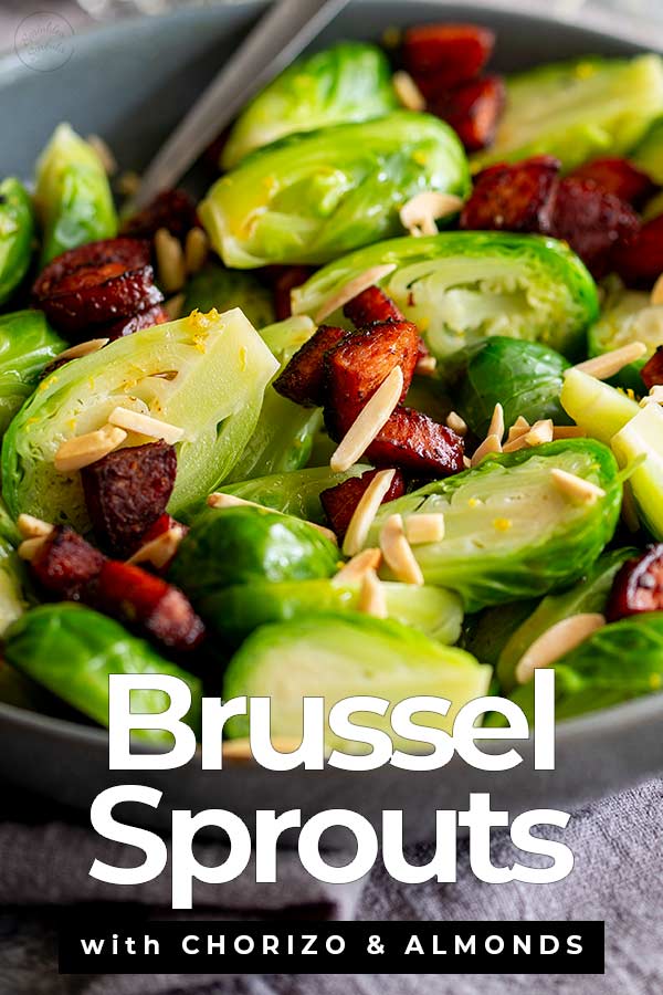 a bowl of brussel sprouts with text at the bottom